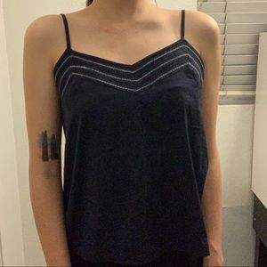 Anthropologie silk navy tank top